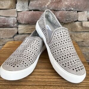 Steve Madden Shoes Womens 6.5M Odonna Perforated Slip On Loafer Grey Fabric